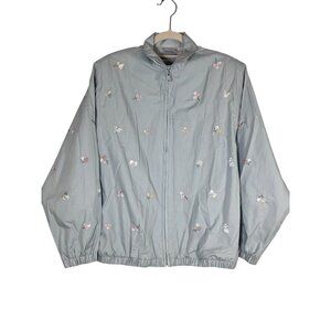 Retro Floral Embroidered Jacket M Green Preppy Retro Pastel 90s Casual Cottage
